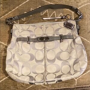 Coach Gray Shoulder Bag with Distinctive Pattern and Slouchy Shape